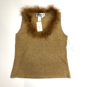 NWT Vintage Joseph A Fur Lined Tank Top Sz M